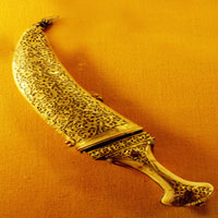 Dagger with ivory handle with Golden sheet at Nizams Museum