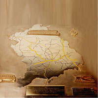 Silver Map of the Hyderabad state Showing Railways lines the Nizam’s State Raliways at Nizams Museum